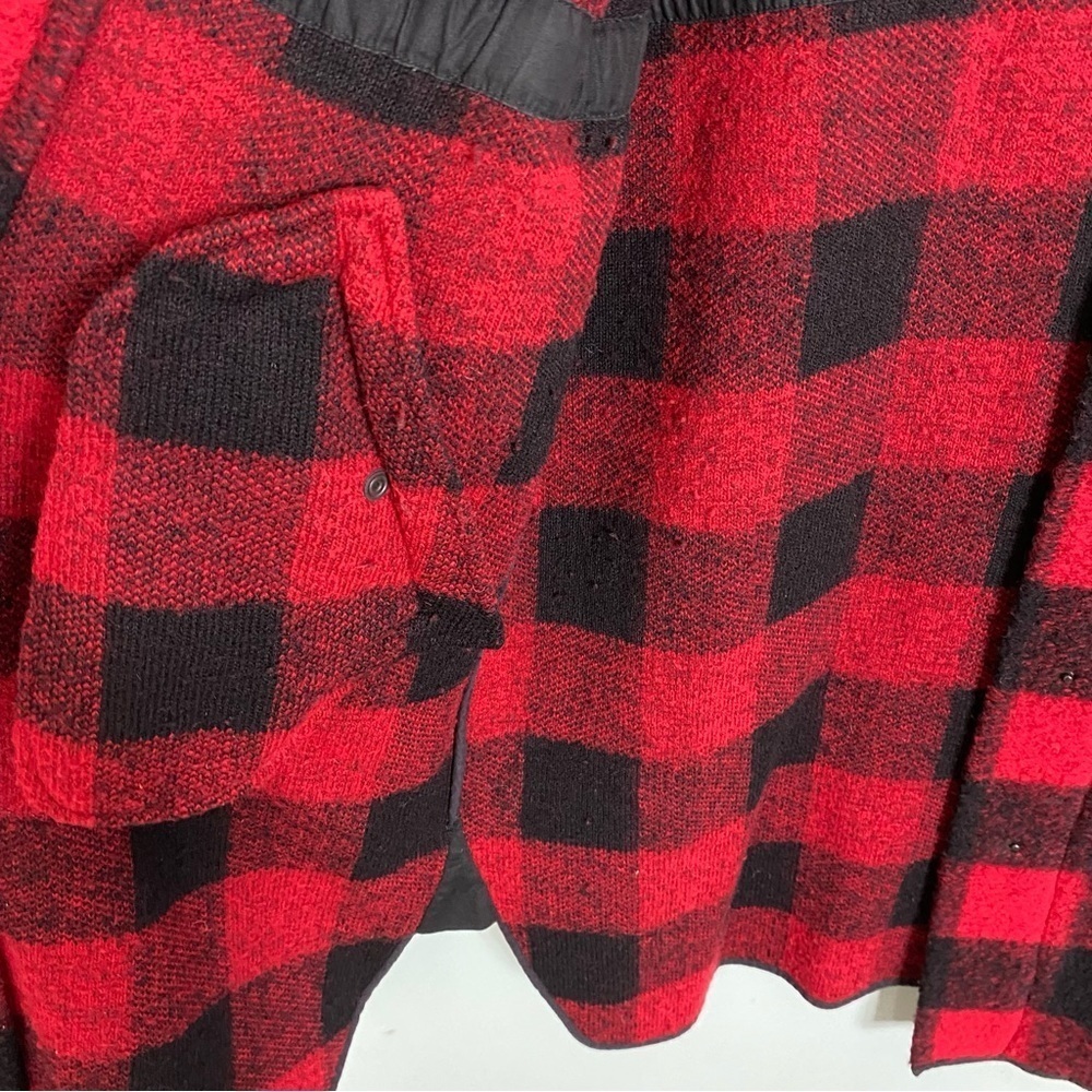 Isabel Marant Buffalo Plaid Red Black Checkered Wool Long Coat Collar Sz 42 - Picture 11 of 15